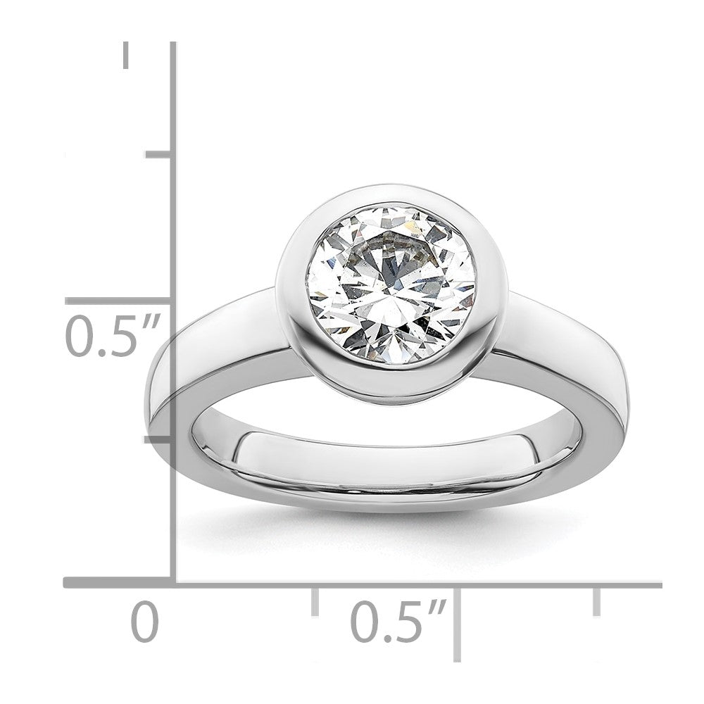 2.00ct. CZ Solid Real 14K White Gold Round Bezel Solitaire Engagement Ring