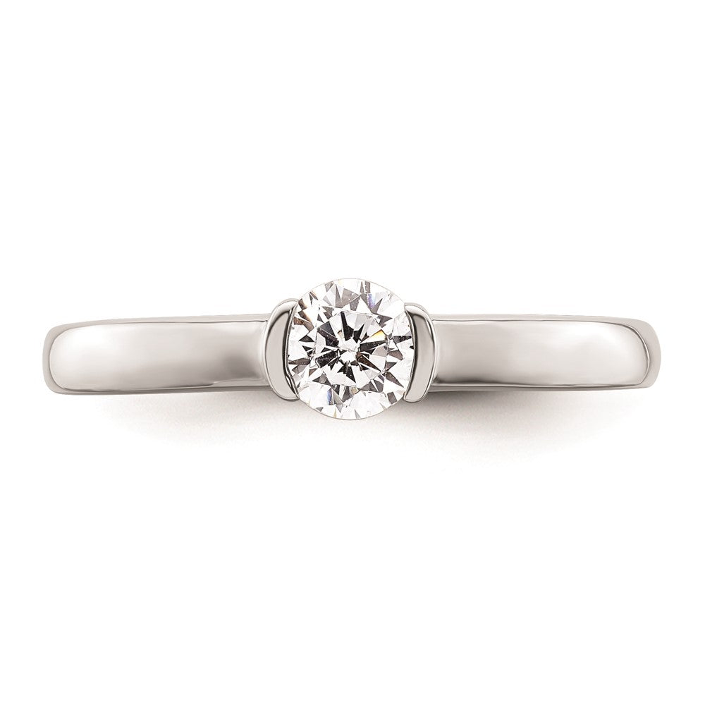 0.33ct. CZ Solid Real 14K White Gold Round Bezel Solitaire Engagement Ring