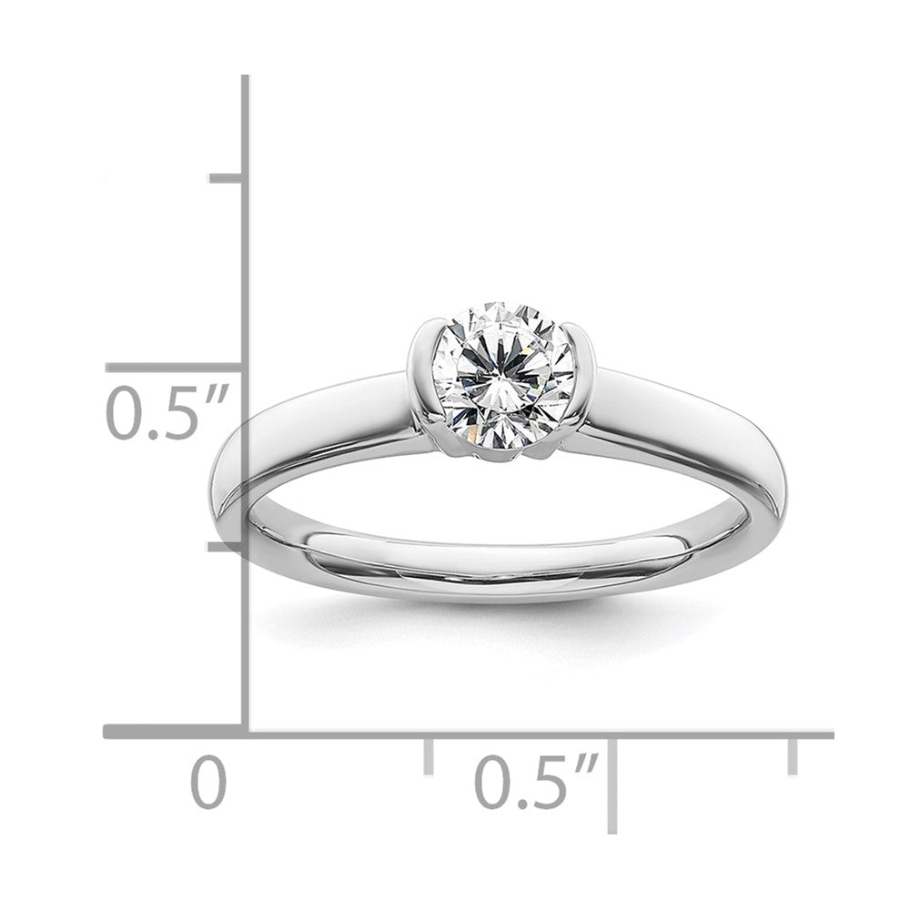 0.50ct. CZ Solid Real 14K White Gold Round Bezel Solitaire Engagement Ring