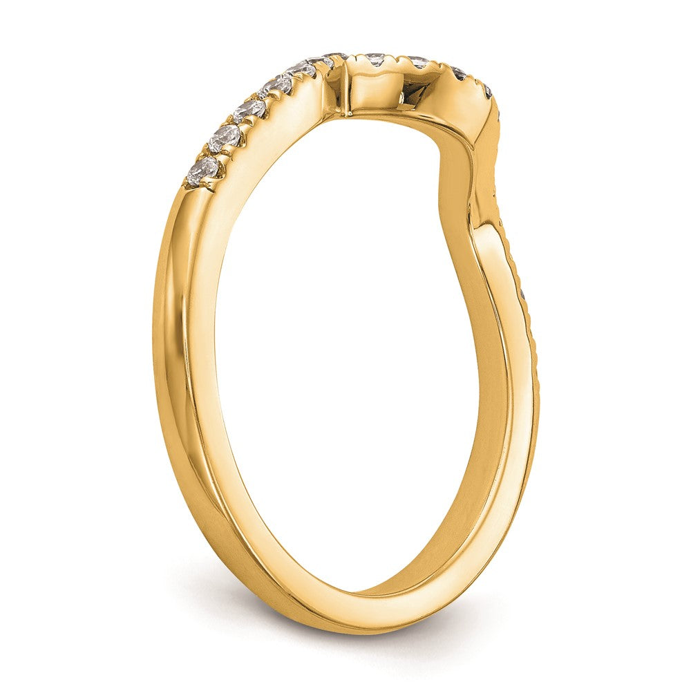 14K Yellow Gold Real Diamond Contoured Wedding Band