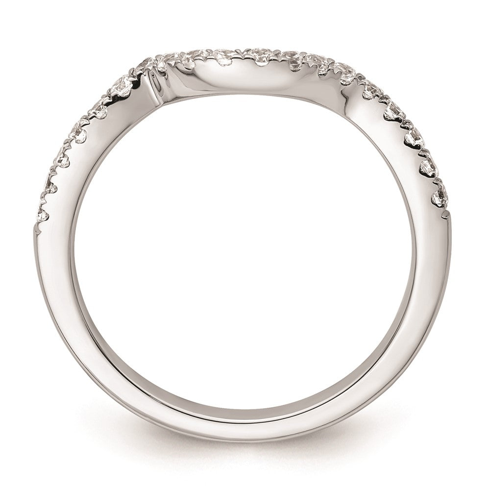 14K White Gold Real Diamond Contoured Wedding Band