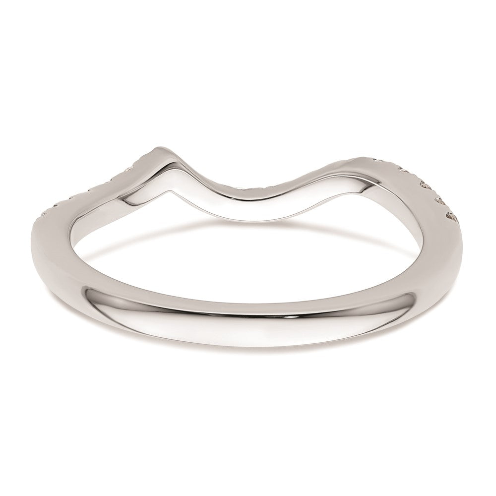 14K White Gold Real Diamond Contoured Wedding Band