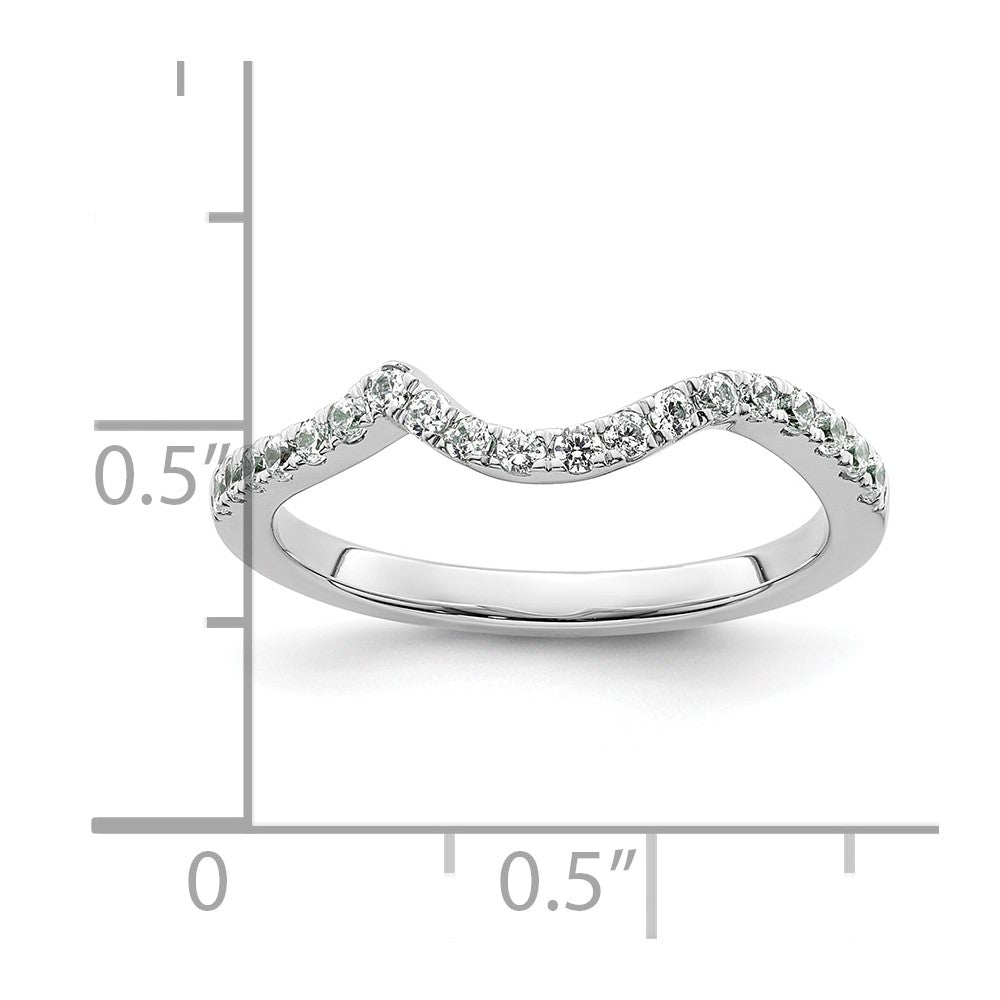 14K White Gold Real Diamond Contoured Wedding Band