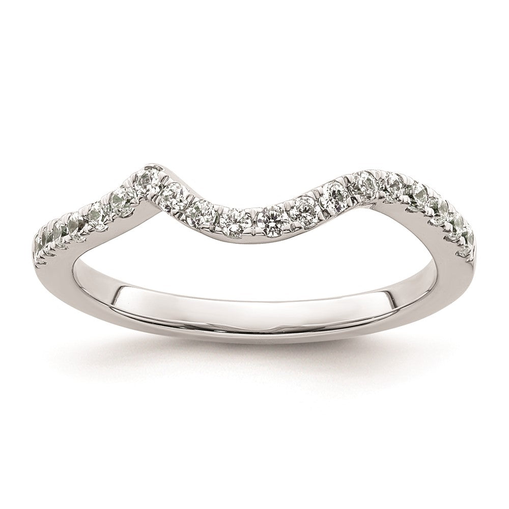 14K White Gold Real Diamond Contoured Wedding Band