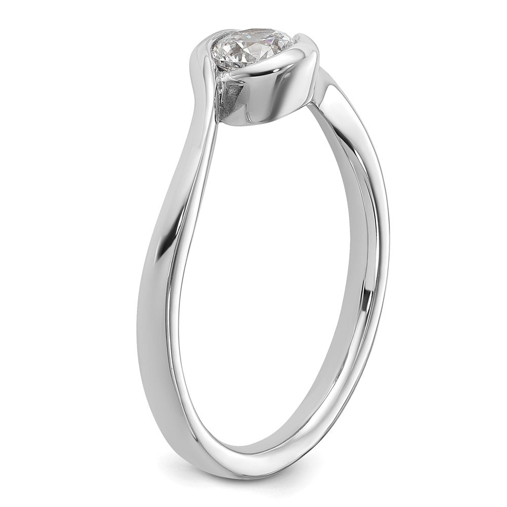 0.33ct. CZ Solid Real 14K White Gold Round Bezel Set Solitaire Engagement Ring Engagement Polished