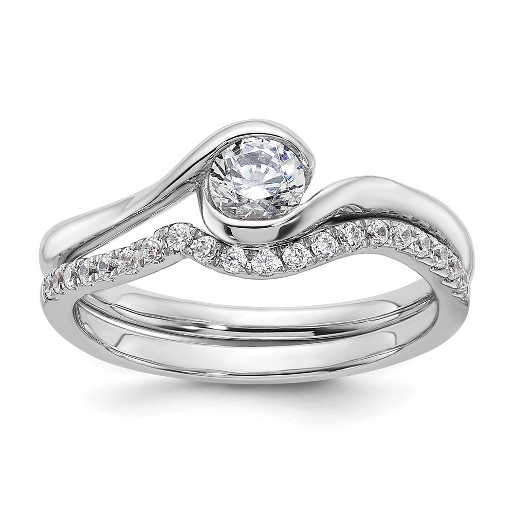 0.33ct. CZ Solid Real 14K White Gold Round Bezel Set Solitaire Engagement Ring Engagement Polished