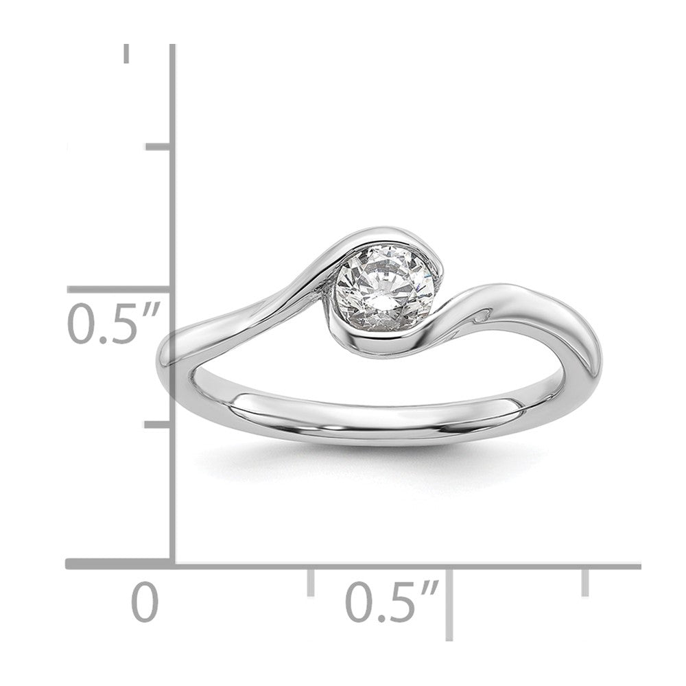 0.33ct. CZ Solid Real 14K White Gold Round Bezel Set Solitaire Engagement Ring Engagement Polished