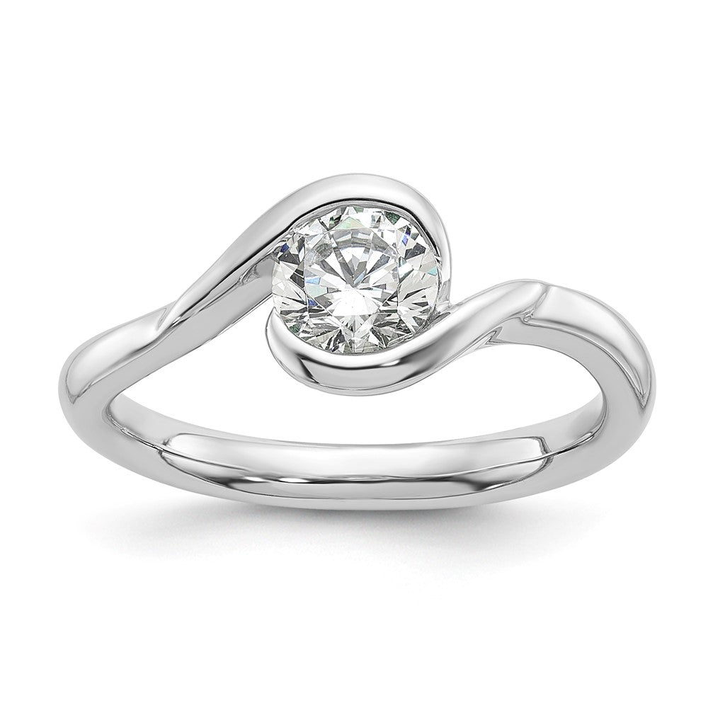 0.75ct. CZ Solid Real 14K White Gold Round Bezel Set Solitaire Engagement Ring Engagement Polished