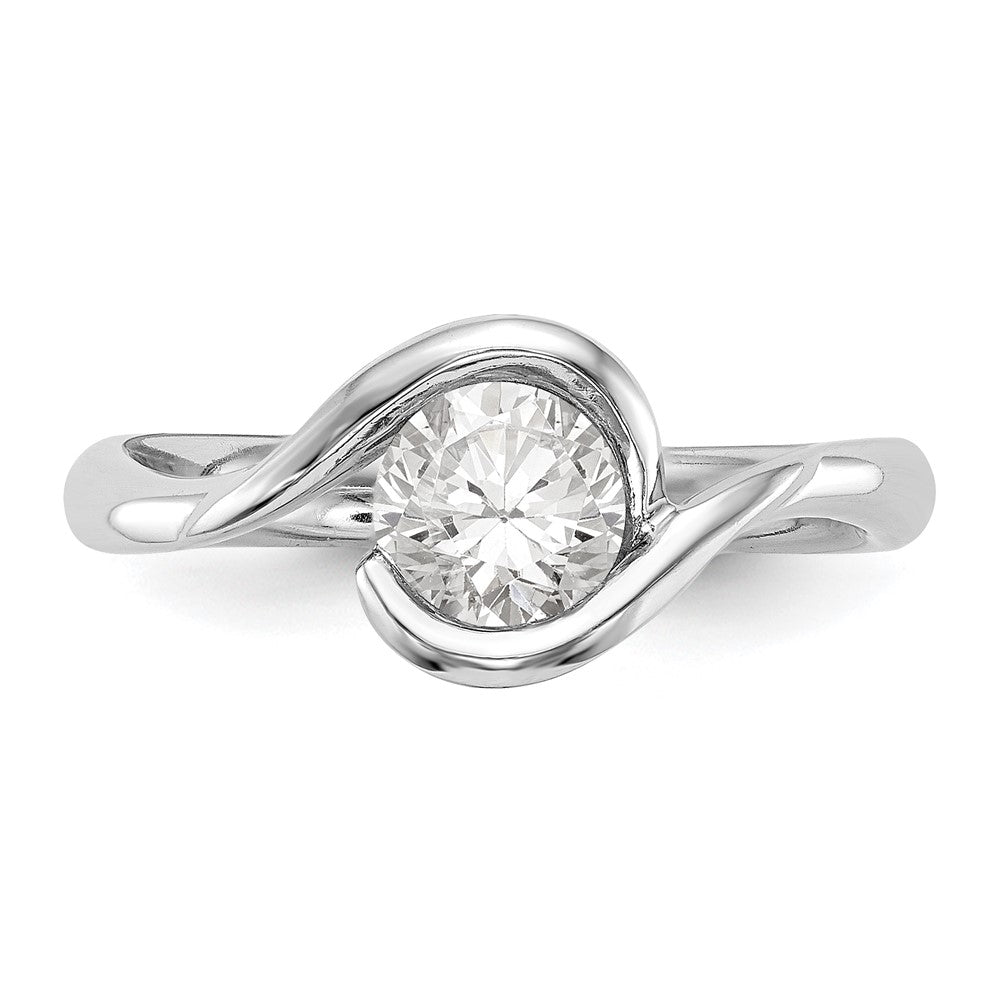 0.50ct. CZ Solid Real 14K White Gold Round Bezel Set Solitaire Engagement Ring Engagement Polished