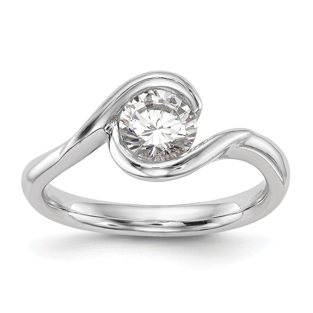 1.00ct. CZ Solid Real 14K White Gold Round Bezel Set Solitaire Engagement Ring Engagement Polished