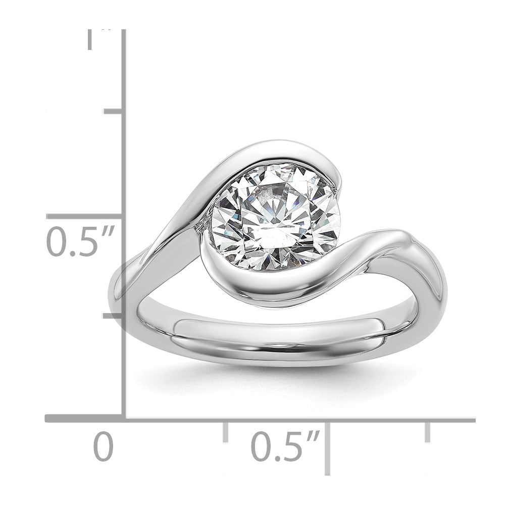 2.00ct. CZ Solid Real 14K White Gold Round Bezel Set Solitaire Engagement Ring Engagement Polished