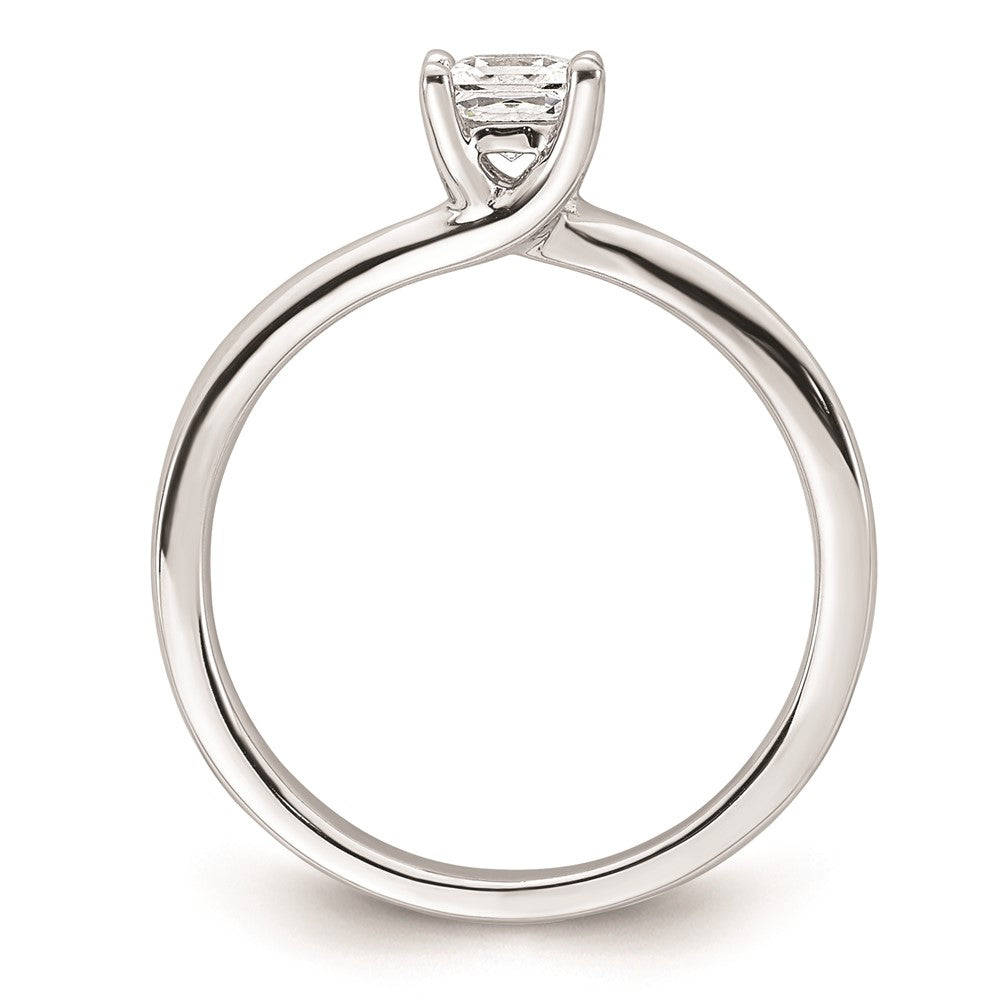 0.33ct. CZ Solid Real 14k White Gold Square Solitaire Engagement Ring