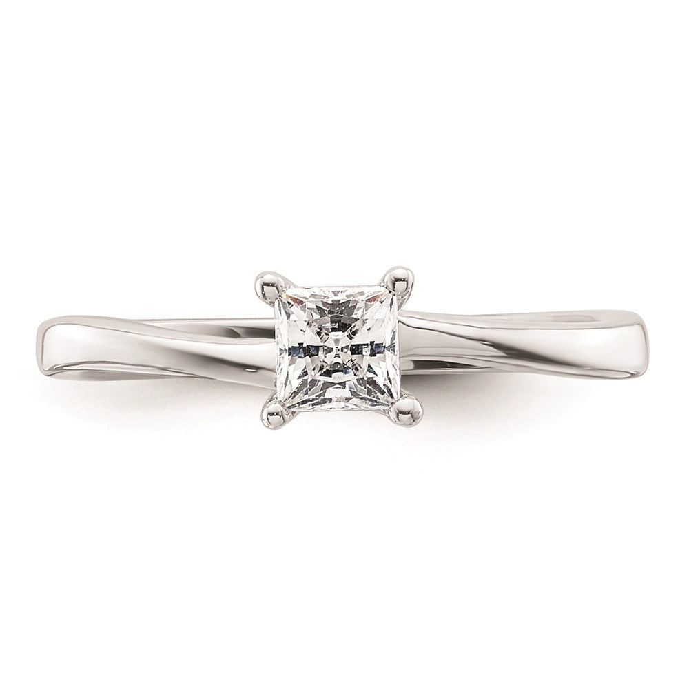 0.33ct. CZ Solid Real 14k White Gold Square Solitaire Engagement Ring