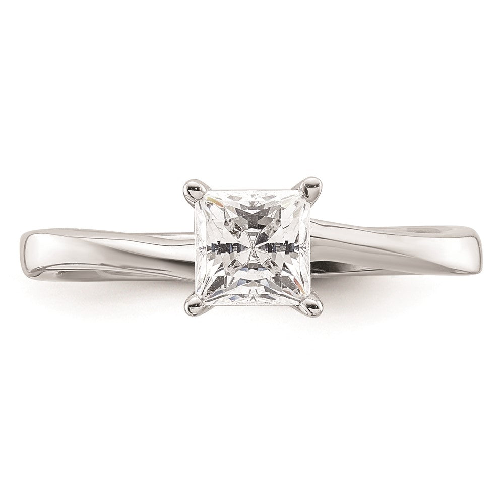 0.50ct. CZ Solid Real 14k White Gold Square Solitaire Engagement Ring