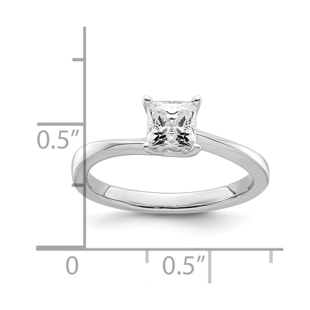 0.50ct. CZ Solid Real 14k White Gold Square Solitaire Engagement Ring