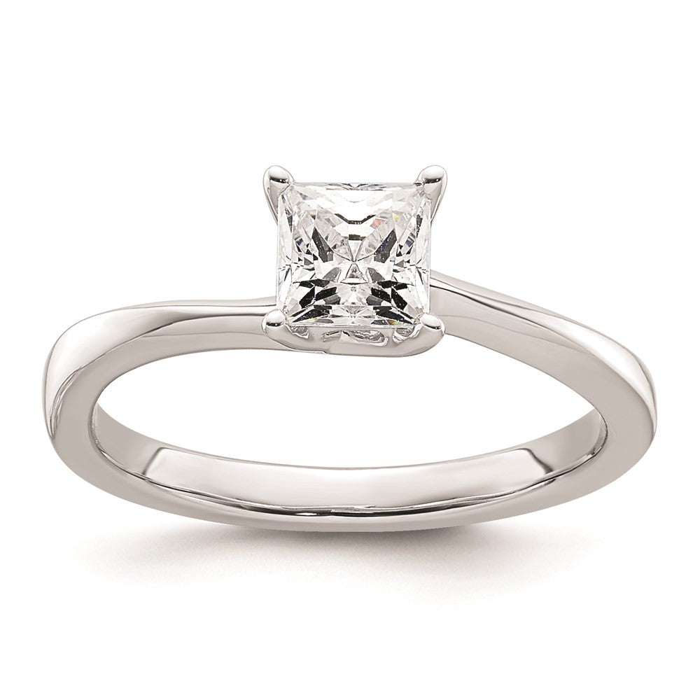 0.50ct. CZ Solid Real 14k White Gold Square Solitaire Engagement Ring