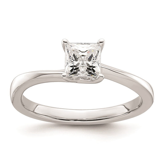 0.50ct. CZ Solid Real 14k White Gold Square Solitaire Engagement Ring