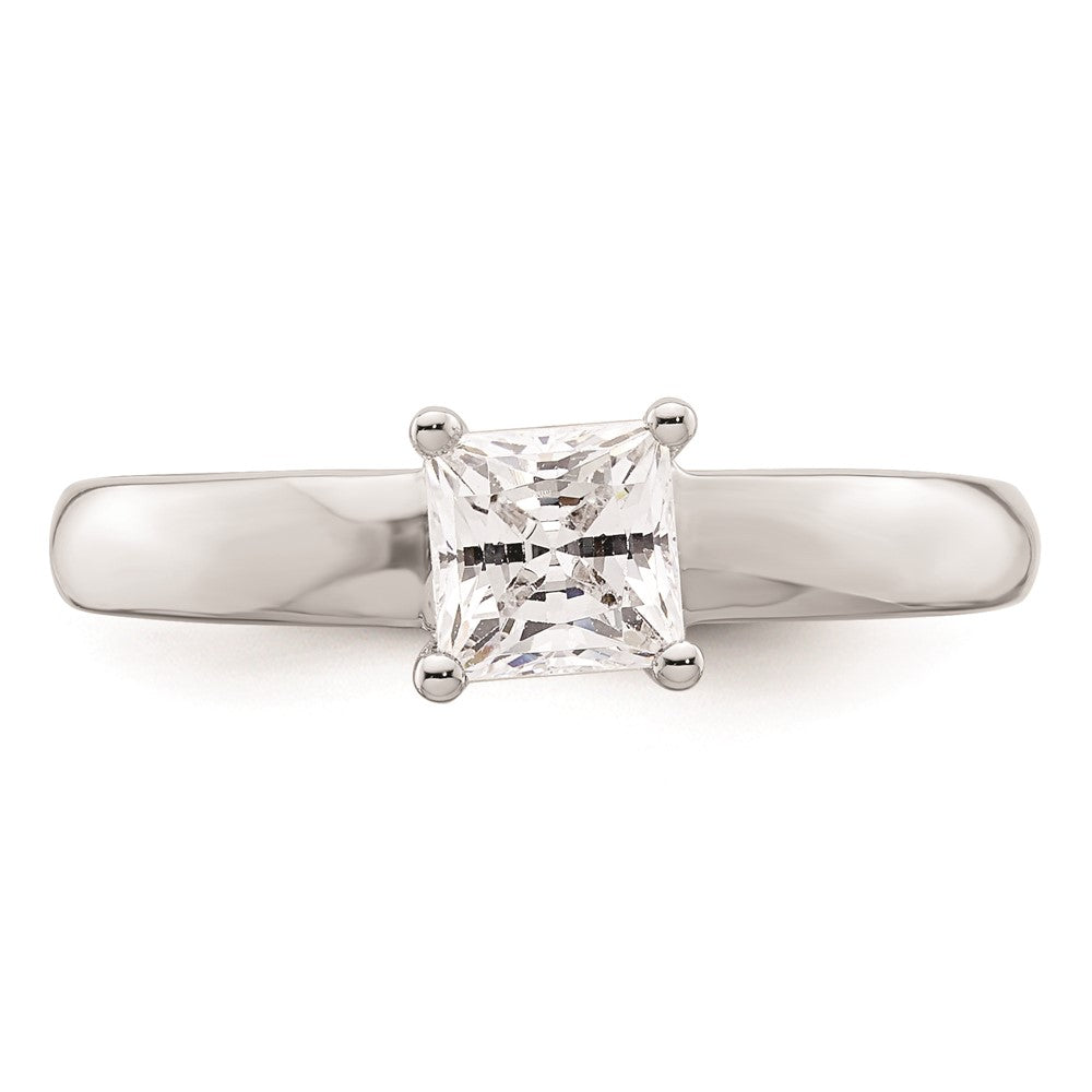 0.50ct. CZ Solid Real 14k White Gold Square Solitaire Engagement Ring