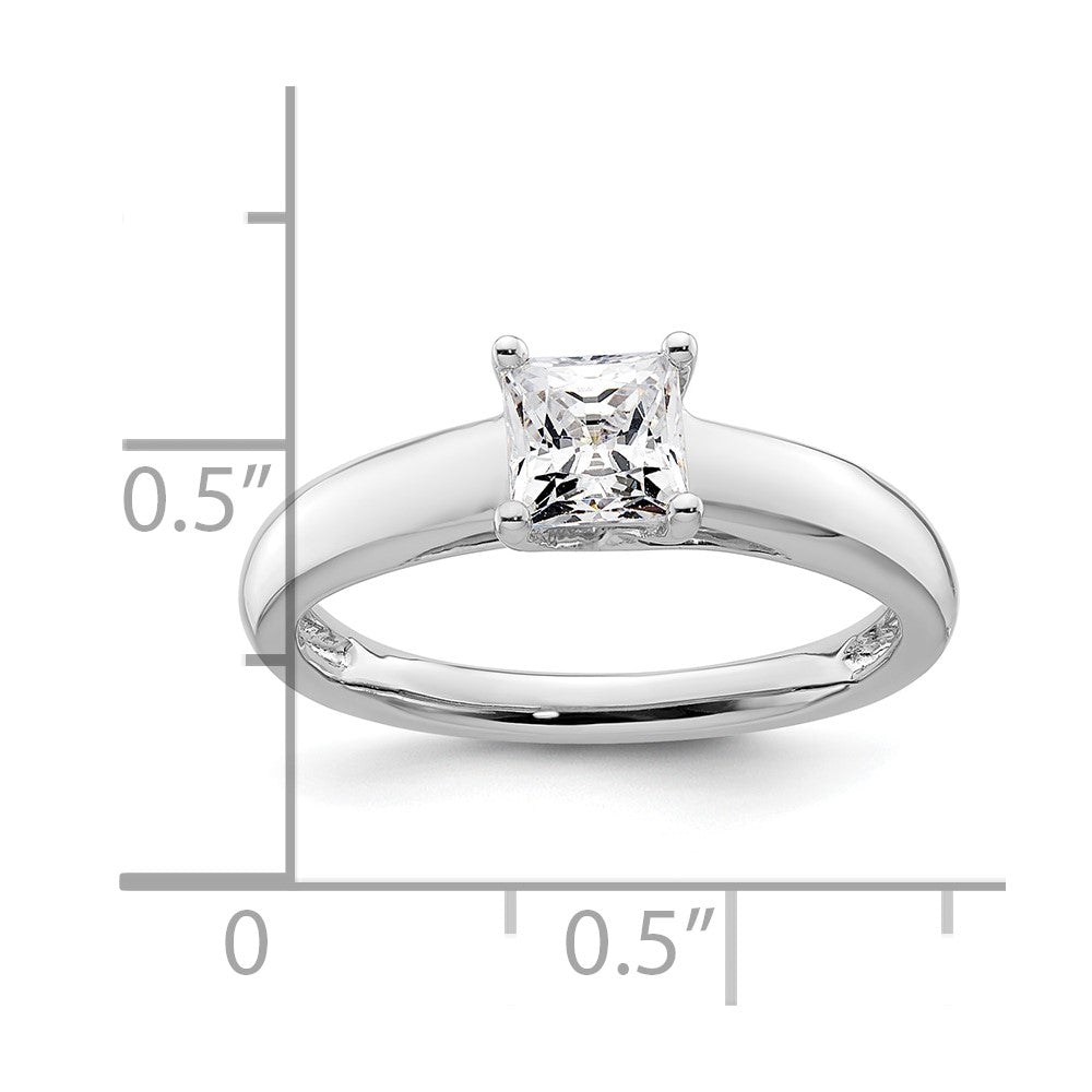 0.50ct. CZ Solid Real 14k White Gold Square Solitaire Engagement Ring