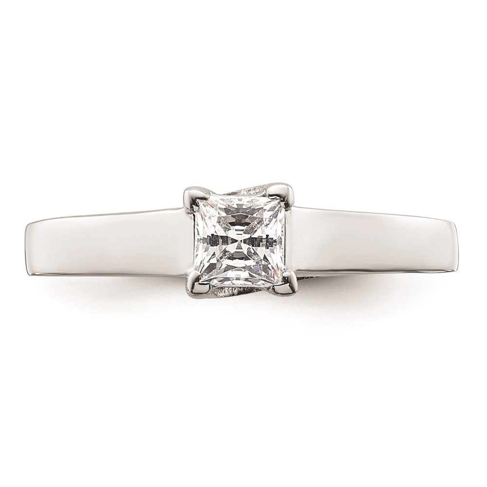 0.33ct. CZ Solid Real 14k White Gold Square Solitaire Engagement Ring