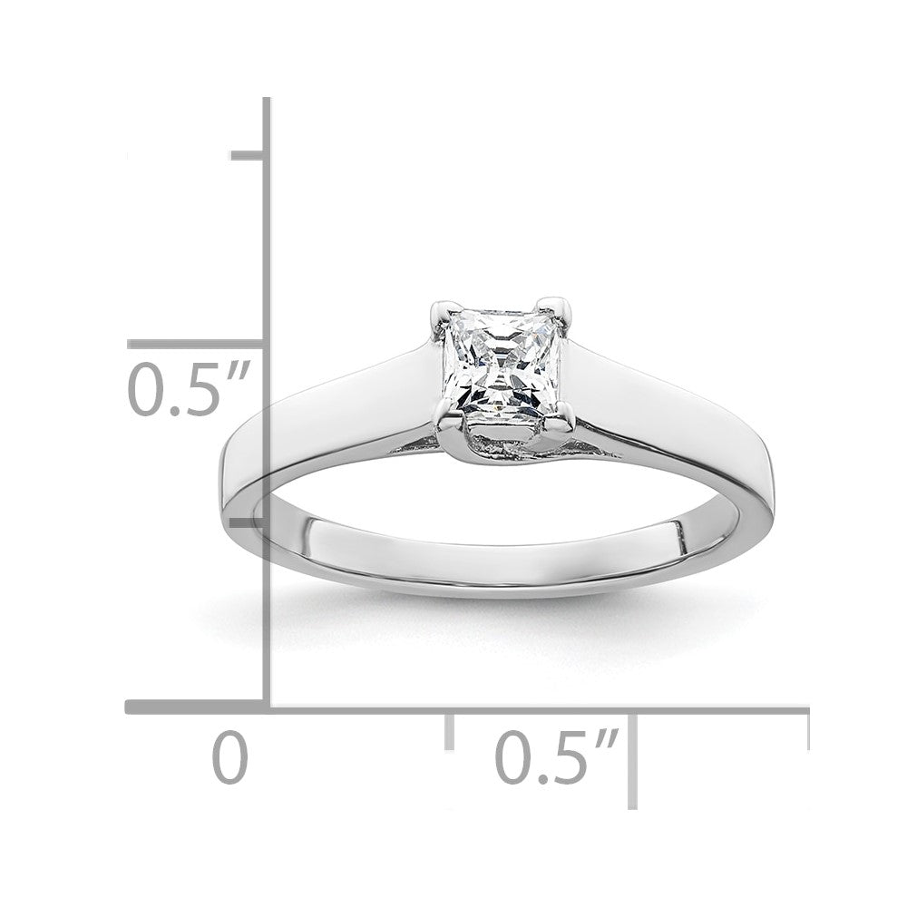 0.33ct. CZ Solid Real 14k White Gold Square Solitaire Engagement Ring