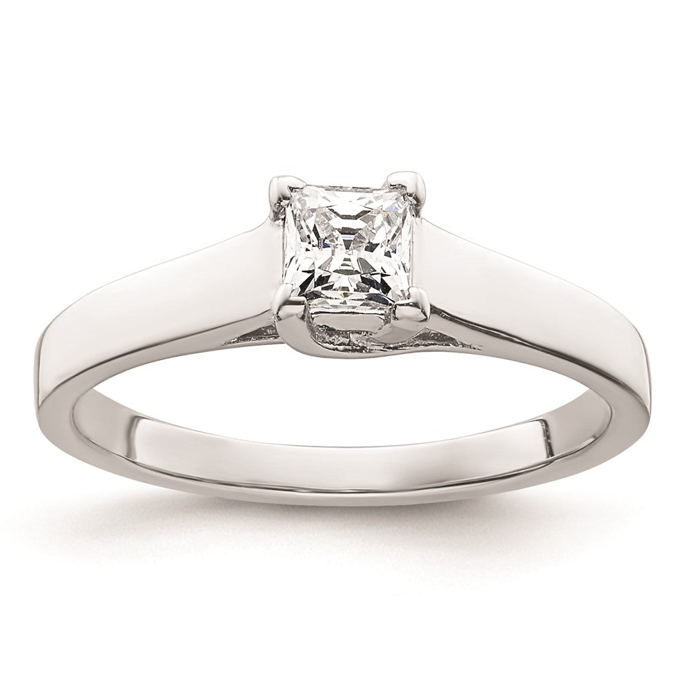 0.33ct. CZ Solid Real 14k White Gold Square Solitaire Engagement Ring