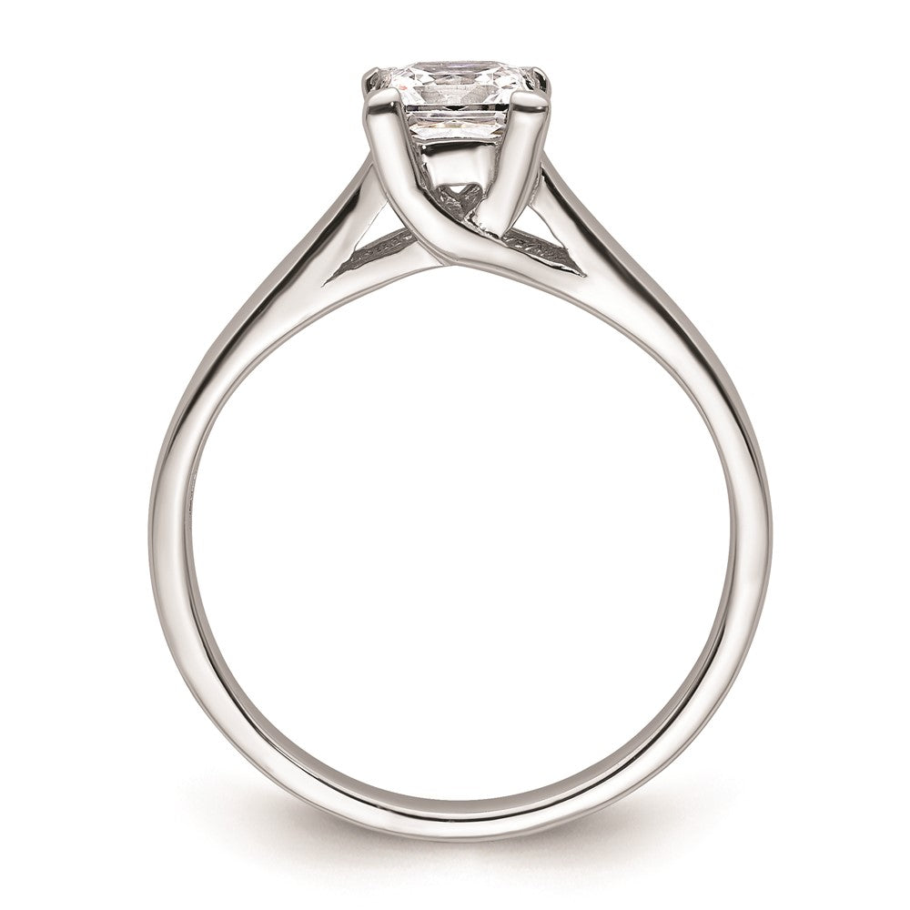 0.50ct. CZ Solid Real 14k White Gold Square Solitaire Engagement Ring