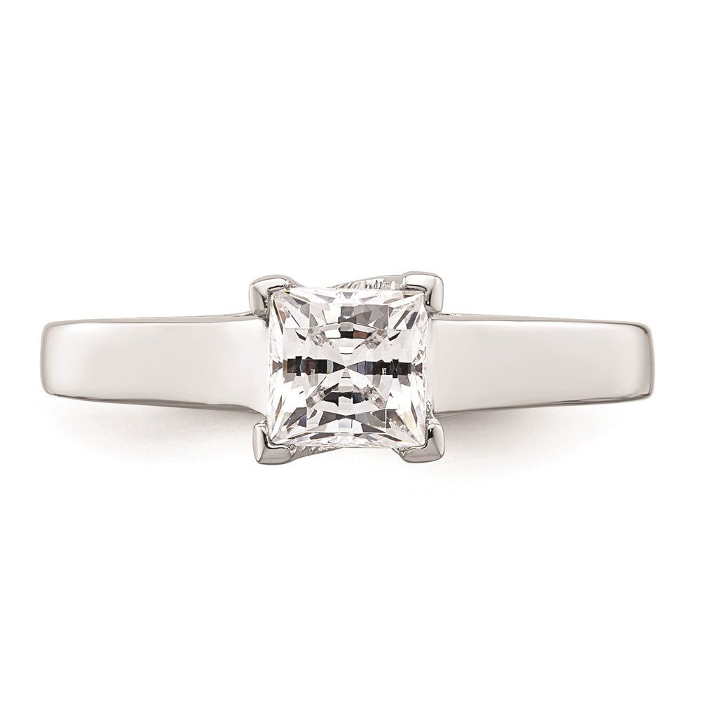 0.50ct. CZ Solid Real 14k White Gold Square Solitaire Engagement Ring