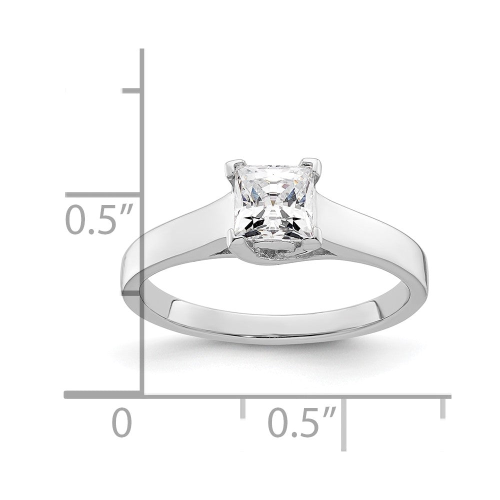 0.50ct. CZ Solid Real 14k White Gold Square Solitaire Engagement Ring