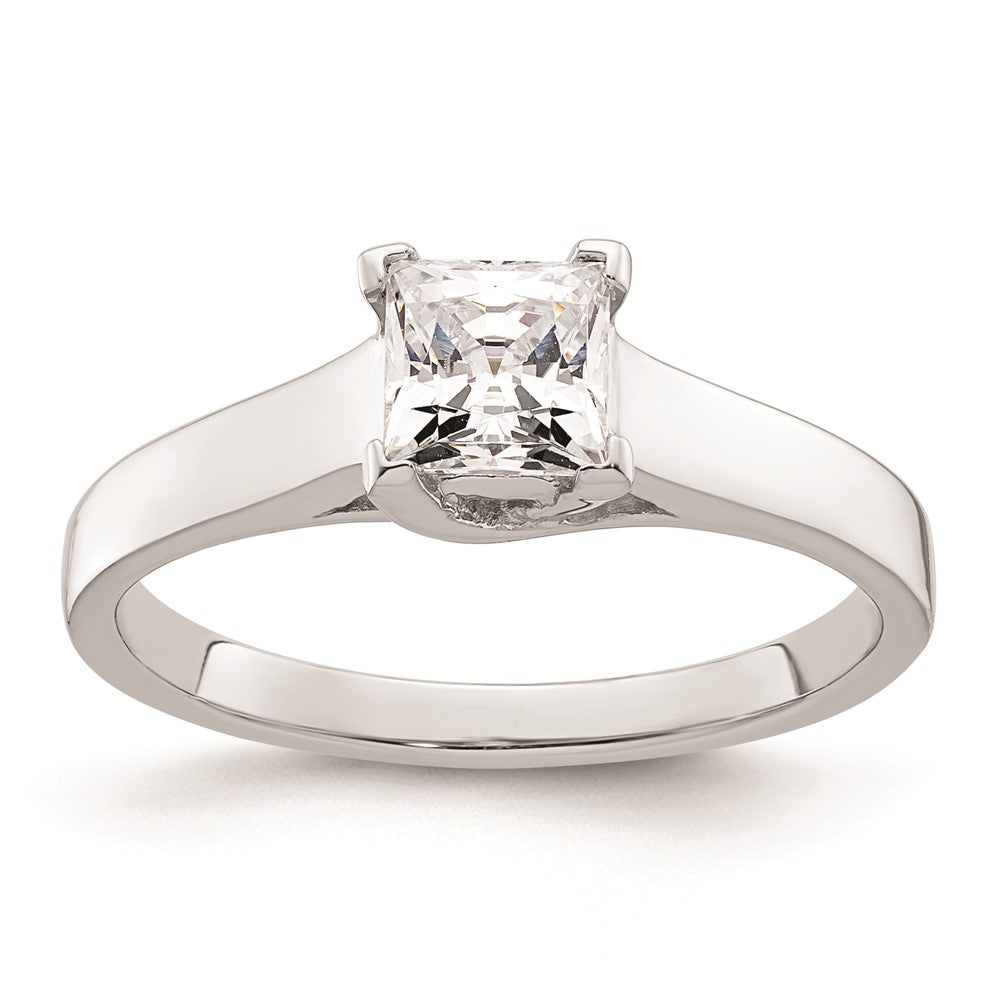 0.50ct. CZ Solid Real 14k White Gold Square Solitaire Engagement Ring