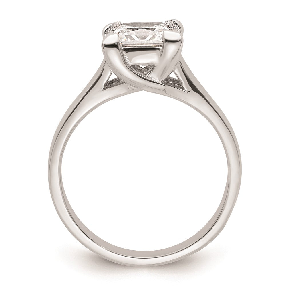 2.00ct. CZ Solid Real 14k White Gold Square Solitaire Engagement Ring