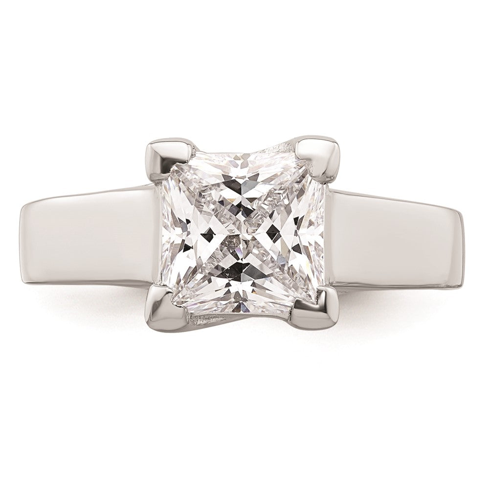 2.00ct. CZ Solid Real 14k White Gold Square Solitaire Engagement Ring