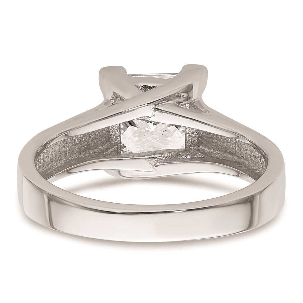 2.00ct. CZ Solid Real 14k White Gold Square Solitaire Engagement Ring