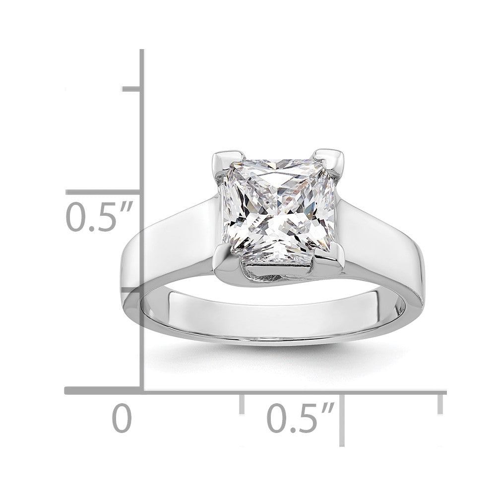 2.00ct. CZ Solid Real 14k White Gold Square Solitaire Engagement Ring