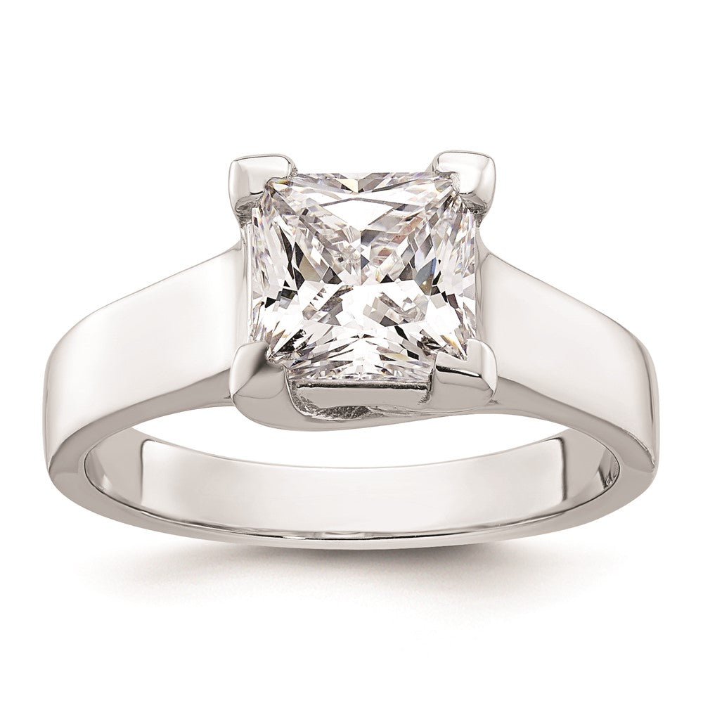 2.00ct. CZ Solid Real 14k White Gold Square Solitaire Engagement Ring