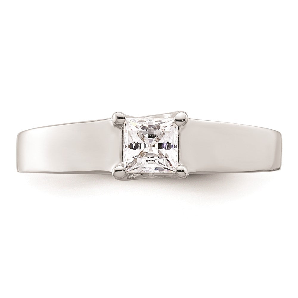 0.33ct. CZ Solid Real 14k White Gold Square Solitaire Engagement Ring