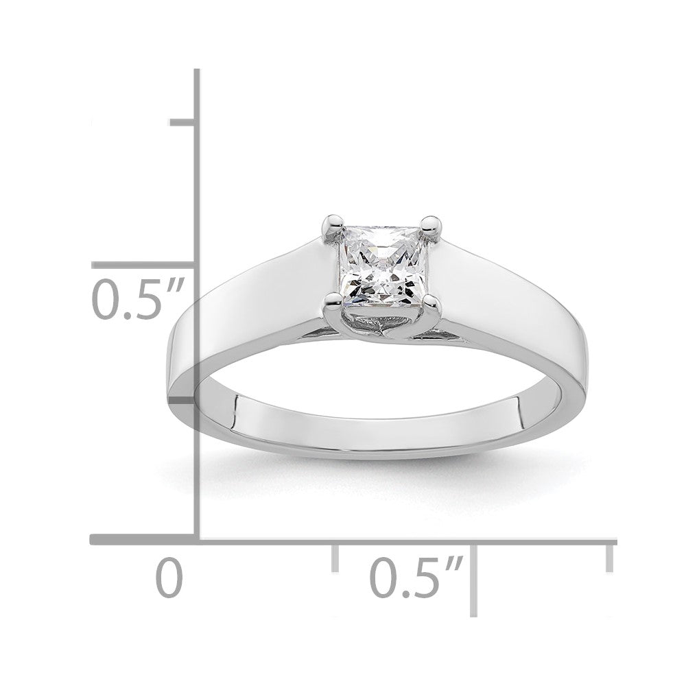 0.33ct. CZ Solid Real 14k White Gold Square Solitaire Engagement Ring