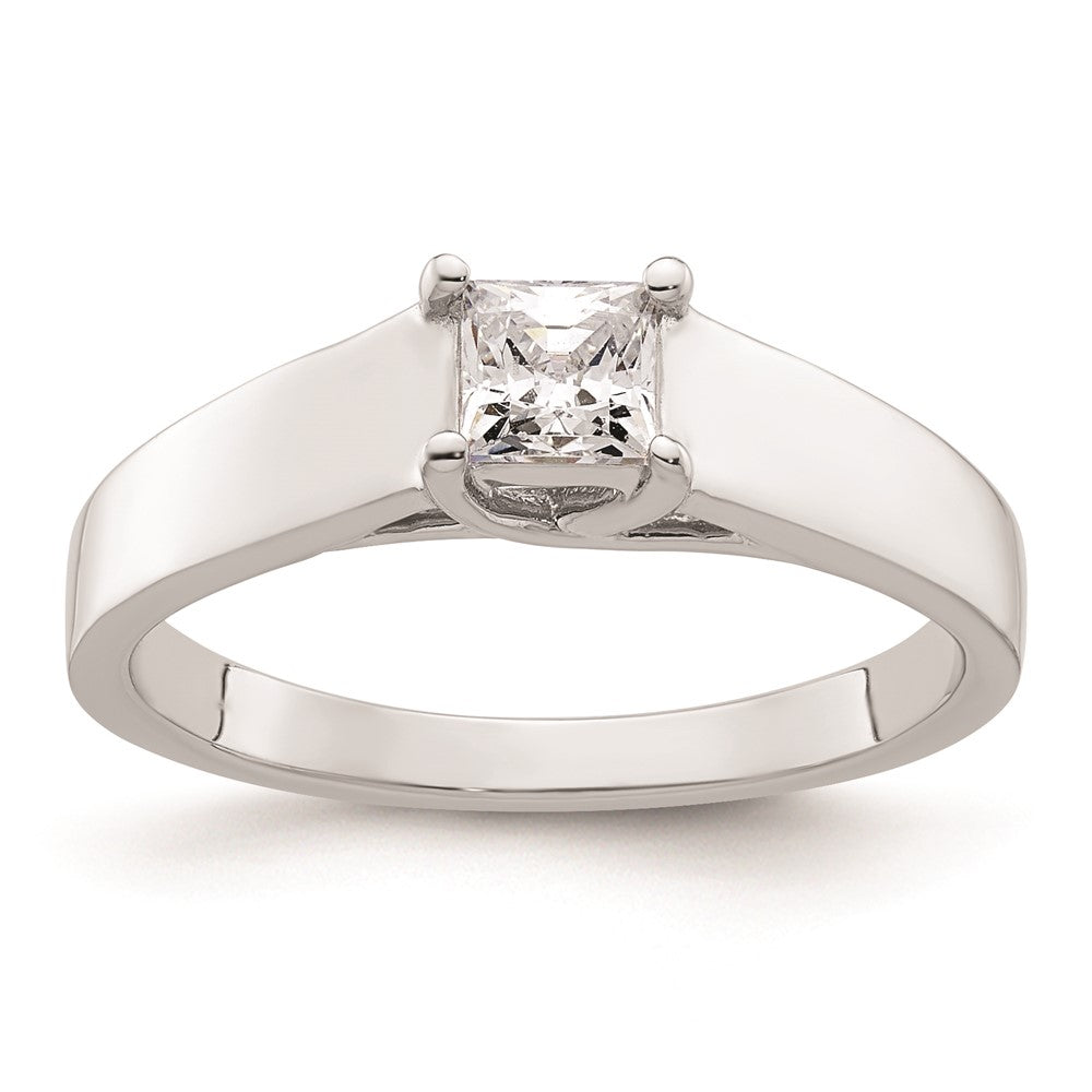 0.33ct. CZ Solid Real 14k White Gold Square Solitaire Engagement Ring