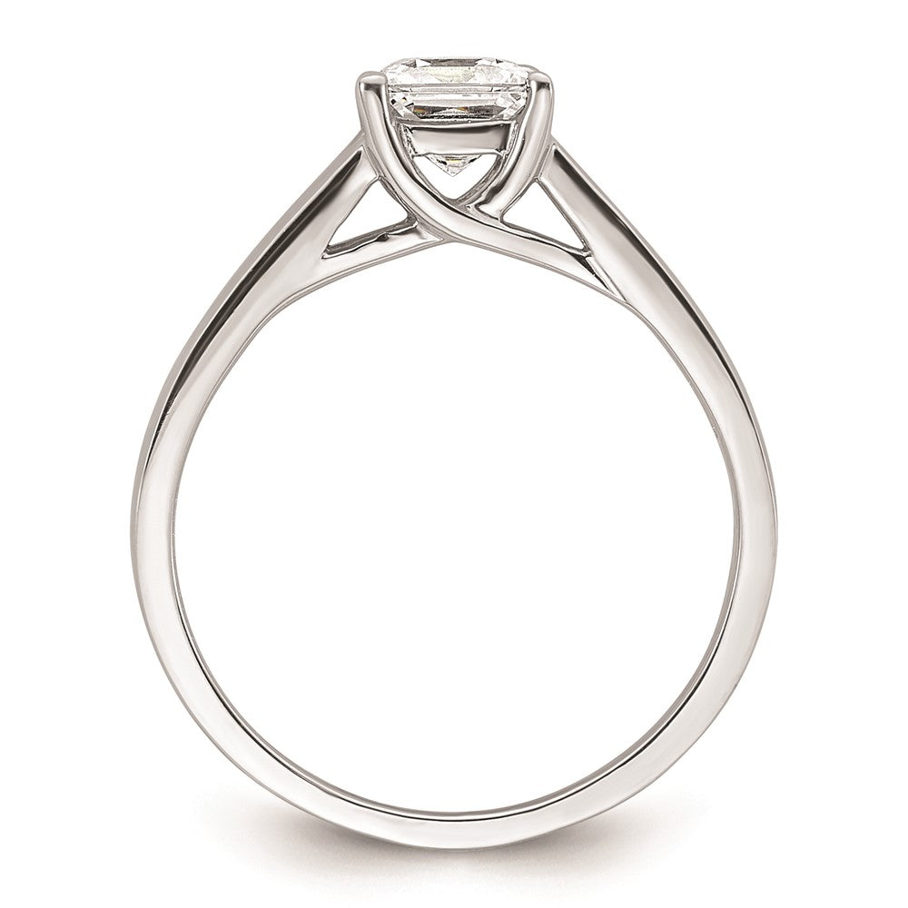 0.50ct. CZ Solid Real 14k White Gold Square Solitaire Engagement Ring