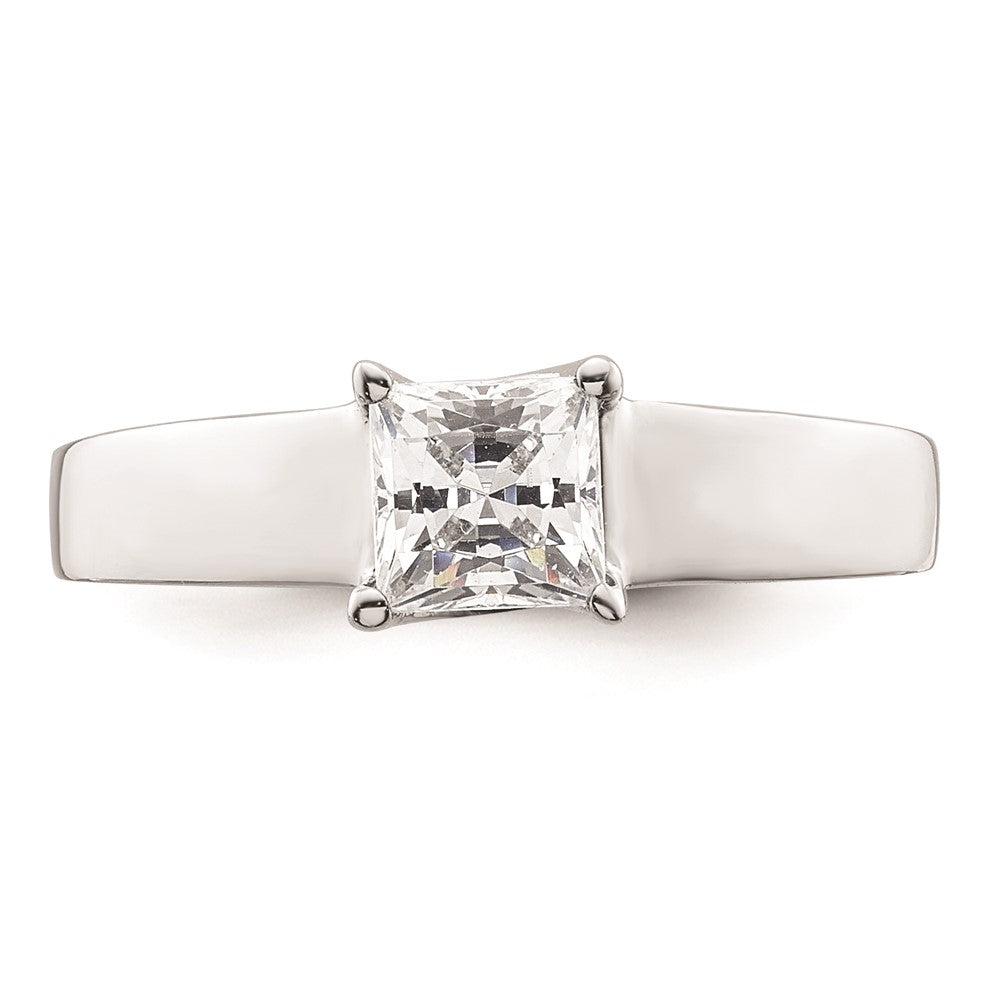 0.50ct. CZ Solid Real 14k White Gold Square Solitaire Engagement Ring