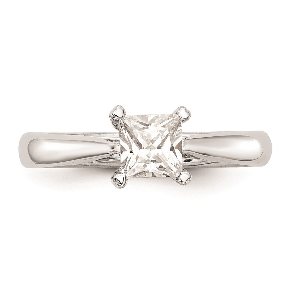 0.50ct. CZ Solid Real 14k White Gold Square Solitaire Engagement Ring