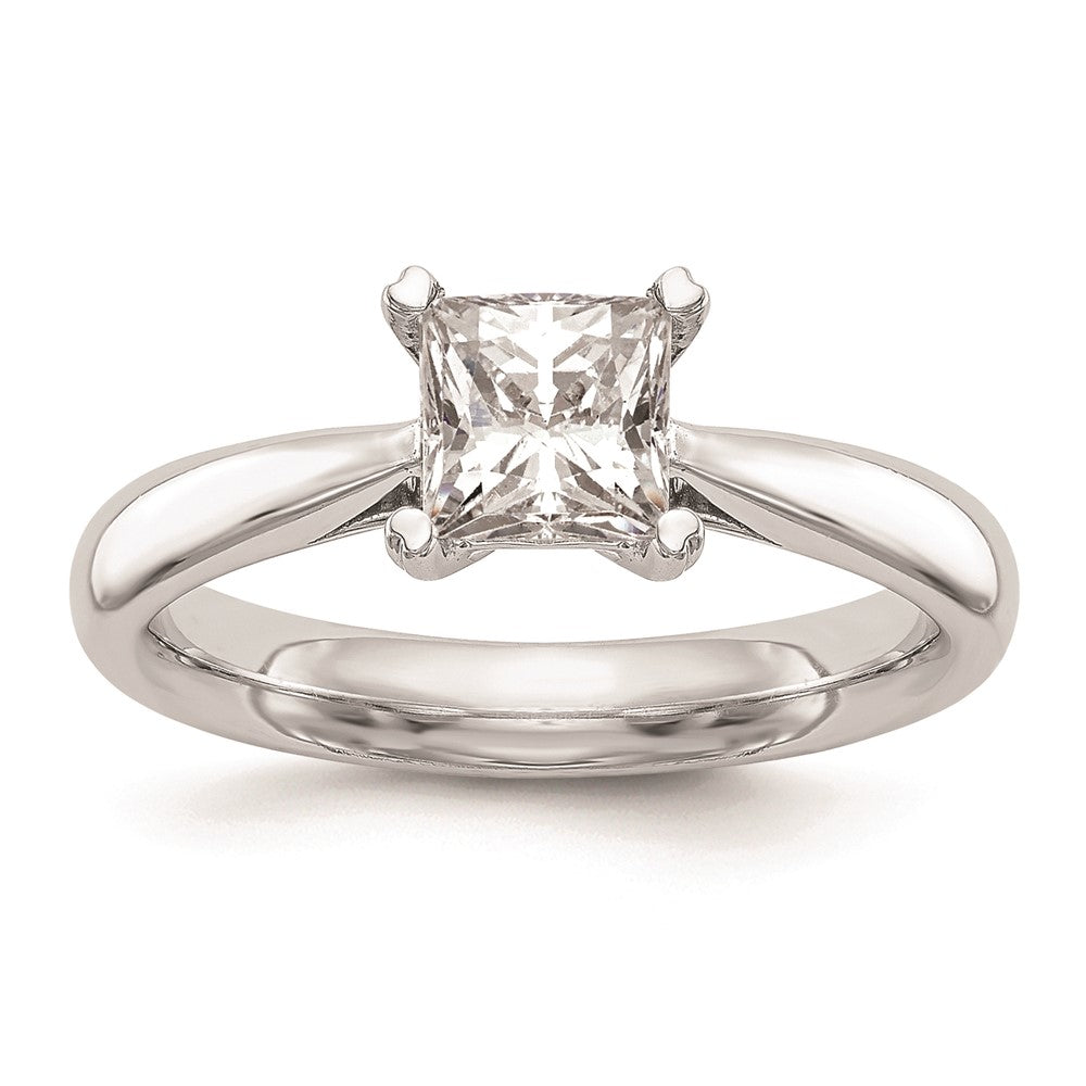 0.33ct. CZ Solid Real 14k White Gold Square Solitaire Engagement Ring