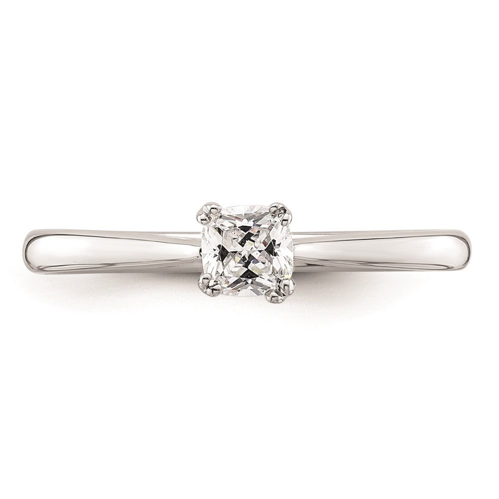 0.33ct. CZ Solid Real 14k White Gold Square Solitaire Engagement Ring