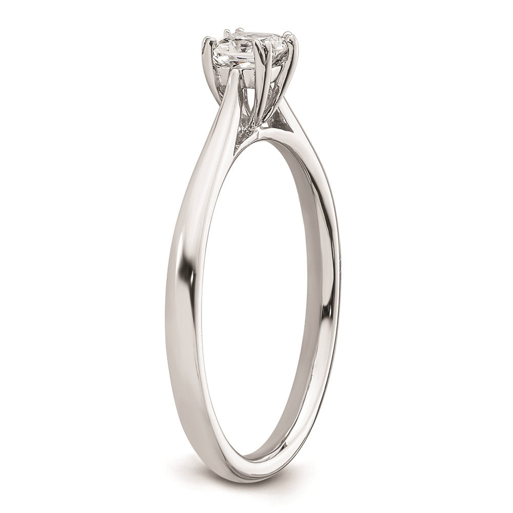 0.33ct. CZ Solid Real 14k White Gold Square Solitaire Engagement Ring