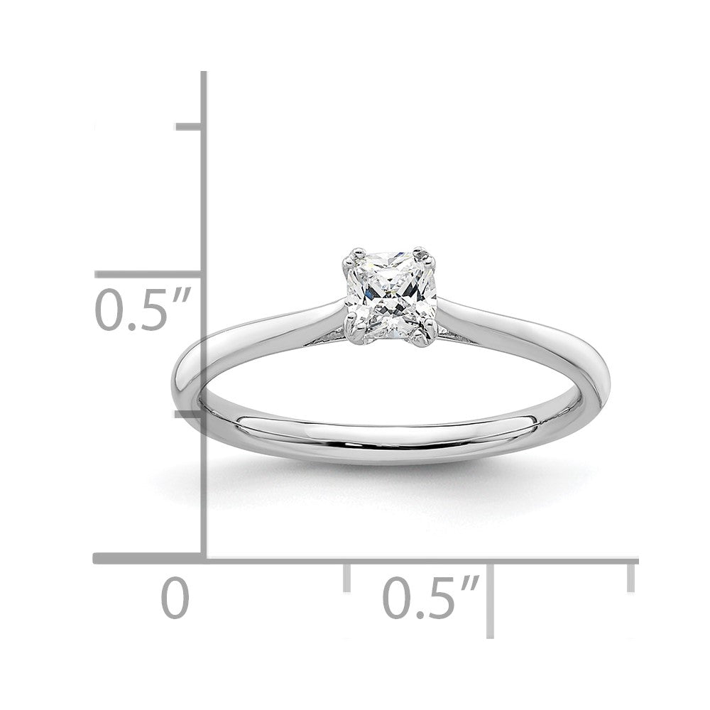 0.33ct. CZ Solid Real 14k White Gold Square Solitaire Engagement Ring