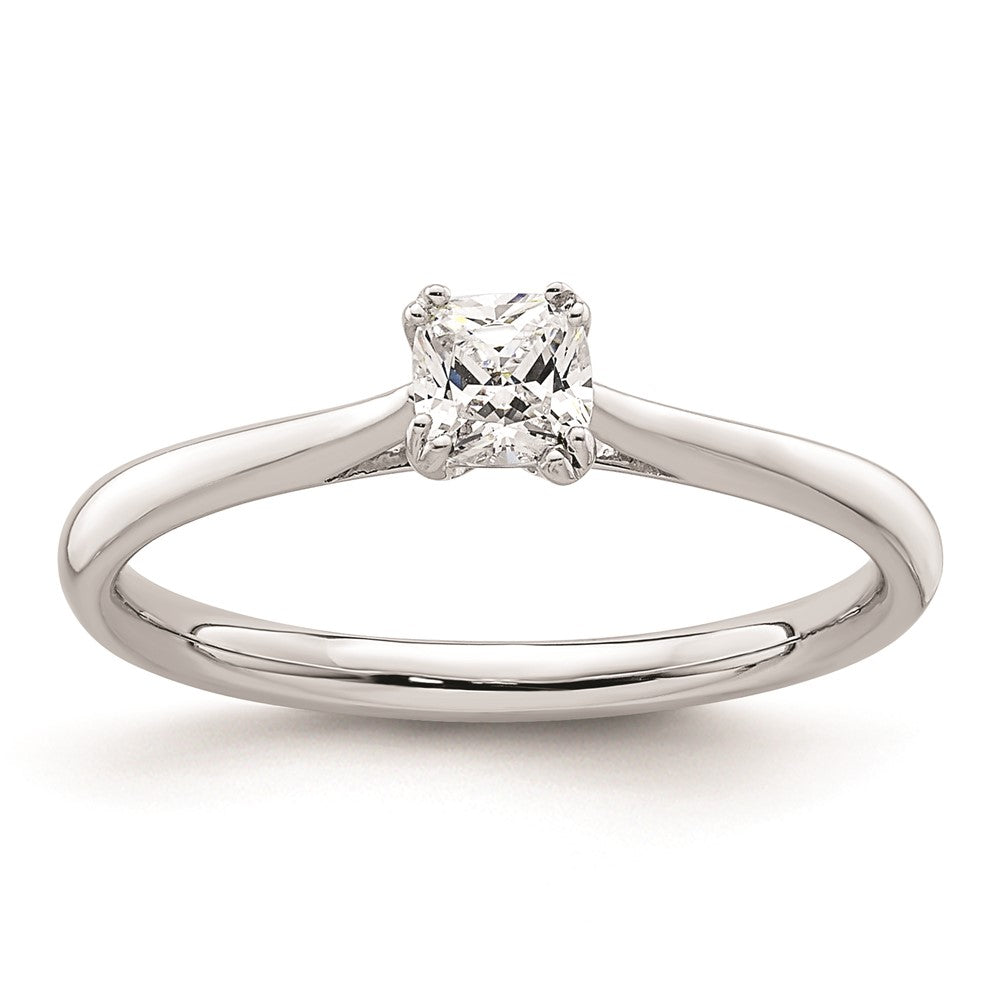 0.33ct. CZ Solid Real 14k White Gold Square Solitaire Engagement Ring