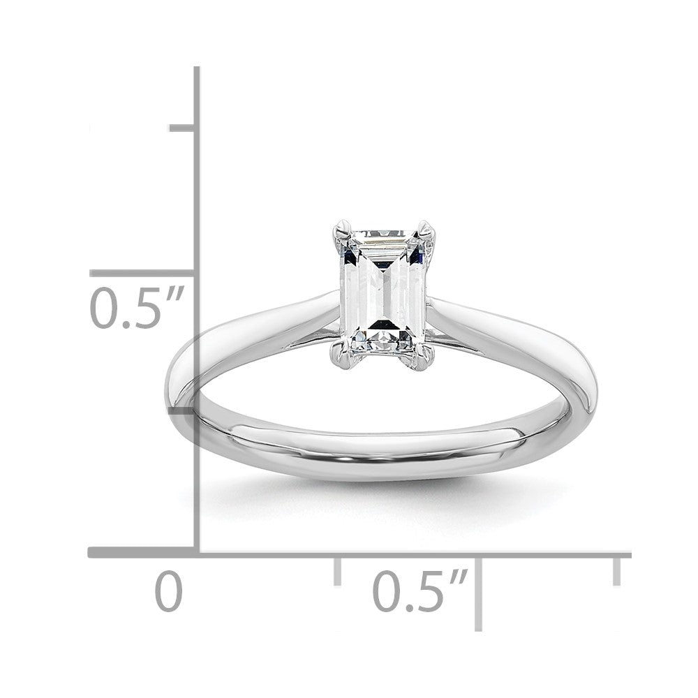 0.50ct. CZ Solid Real 14k White Gold Emerald Solitaire Engagement Ring