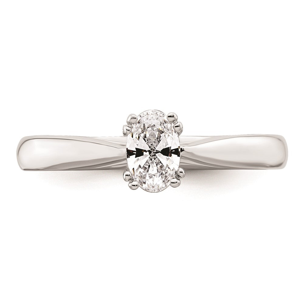 0.50ct. CZ Solid Real 14K White Gold Oval Solitaire Engagement Ring Polished Engagement Ring