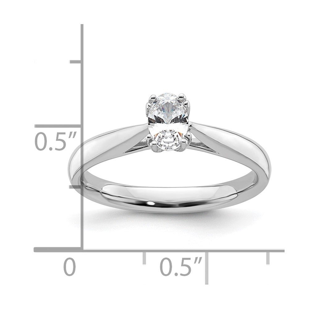 0.50ct. CZ Solid Real 14K White Gold Oval Solitaire Engagement Ring Polished Engagement Ring