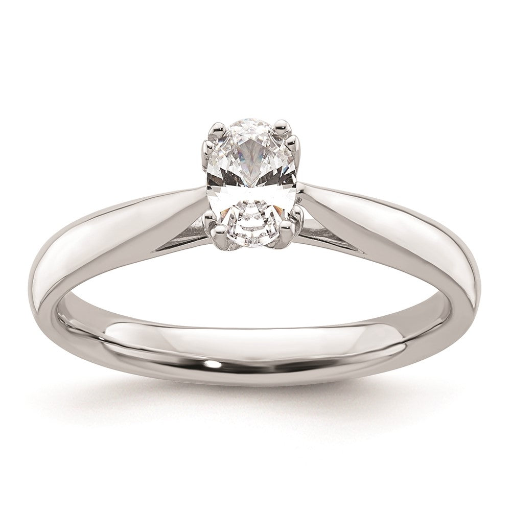 0.50ct. CZ Solid Real 14K White Gold Oval Solitaire Engagement Ring Polished Engagement Ring